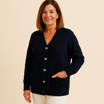 Cardigan à Boutons en Cœur Élégant Adele