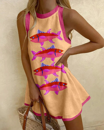 Robe courte avec imprimé sardines